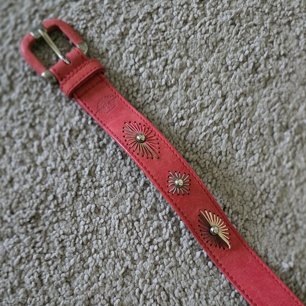 Pink Suede Southwestern Style Belt with Silver Accents - Picture 2 of 6